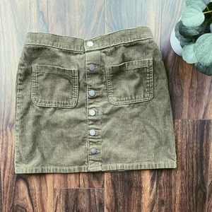 Button-up Corduroy Mini Skirt